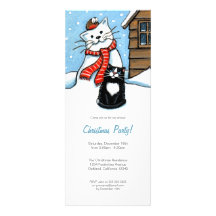 Cat & That Pesky Robin Christmas Party Invitation