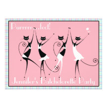 cat themed batchelorette party invitations no 2