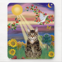 Cat (Tiger) - Autumn Sun Mouse Pad