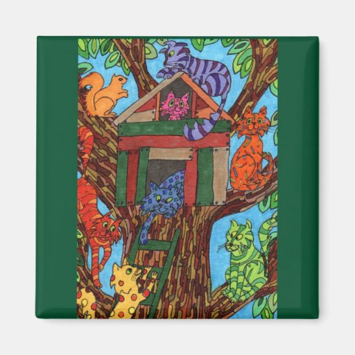 Cat Tree House Fridge Magnet