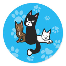 Cat Trio Round Stickers
