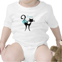 Cat tshirt baby girl personalized cute bow sleeper
