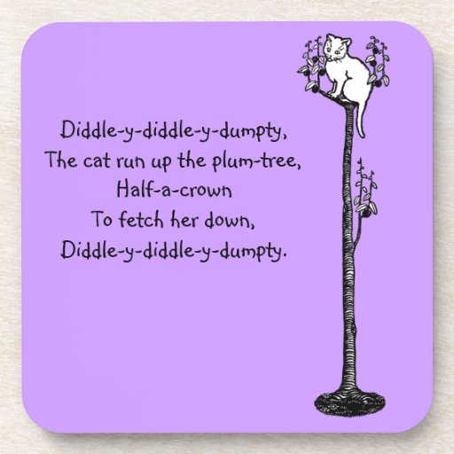 Cat Up the Plum Tree Nursery Rhyme Drink Coaster Zazzle