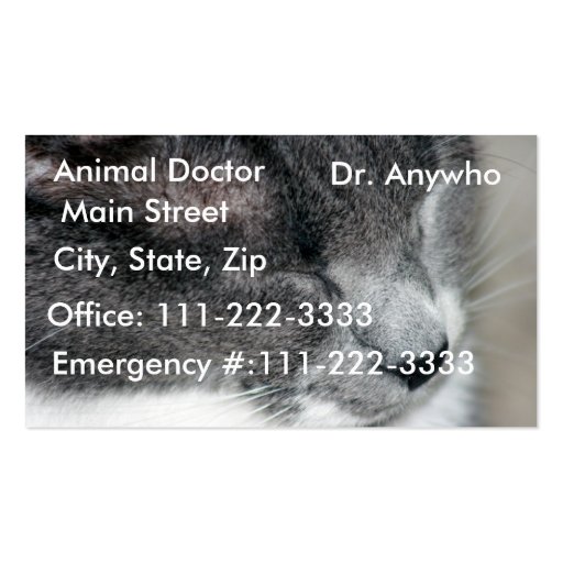 Cat Vet Profile/Business Card (front side)