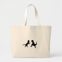 cat vs t-rex canvas bag
