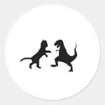 cat vs t-rex sticker