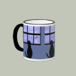 Cat watching bumble bee mug