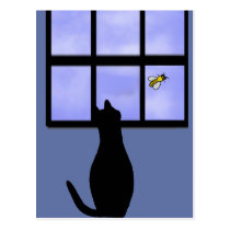 Cat watching bumble bee postcards