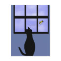 Cat watching bumble bee postcards