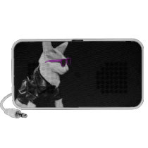 Cat Wearing Biker Jacket and Shades Speakers speakers