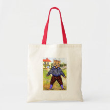 Cat Wearing Breeches by Louis Wain Canvas Bags