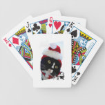 Cat wearing Santa hat looking left Card Deck