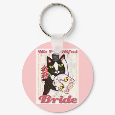 Cat Wedding Dance BRIDE Keychain by jamiecreates1