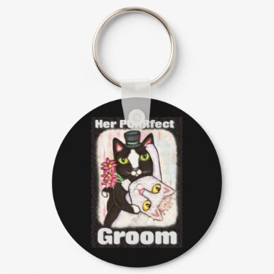 Cat Wedding Dance Groom Keychain by jamiecreates1