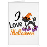 Cat With Boots I Love Halloween Greeting Card