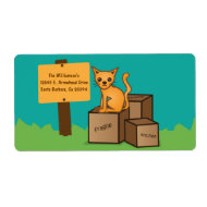 Cat with Boxes - We're Moving - Avery Label label