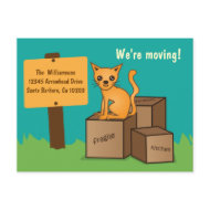 Cat with Boxes - We're Moving Post Card postcard