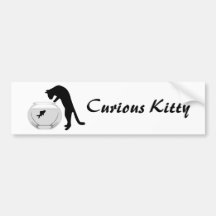 Cat with Fish Bowl Bumper Sticker