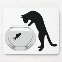 Cat with Fish Bowl Mousepad