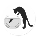 Cat with Fish Bowl Sticker