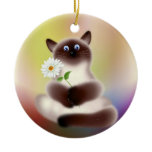 Cat With Flower Christmas Tree Ornaments