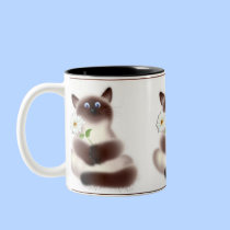 Cat With Flower mugs