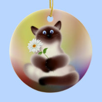Cat With Flower ornaments