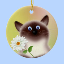 Cat With Flower ornaments