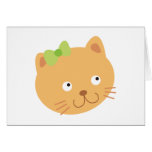 Cat with Green Bow Greeting Cards
