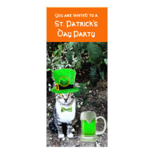 CAT WITH GREEN IRISH BEER ST PATRICK'S DAY PARTY INVITES