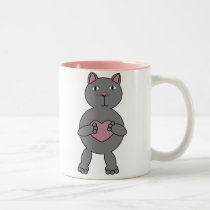 Cat with Heart Mug mugs
