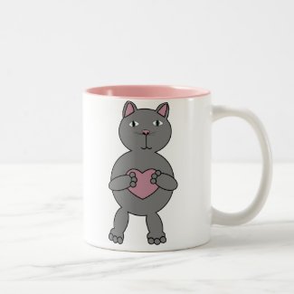 Cat with Heart Mug