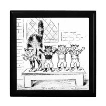 Cat With Kitten  Drawing Jewelry Box