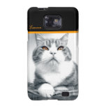 Cat With Orange Power Eyes Galaxy SII Cover