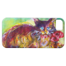 CAT WITH RED RIBBON AND SUNFLOWERS POSTER iPhone 5 COVERS