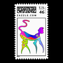 CAT with STARS POSTAGE stamps