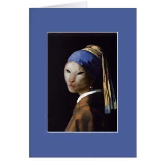 Cat with the Pearl Earring Greeting Card