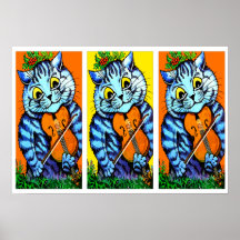 Cat With Violin by Louis Wain Posters