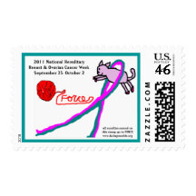Cat & Yarn cancer awareness postage stamp
