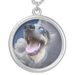 Catahoula Leopard Dog Fluffy Clouds Closeup Necklace