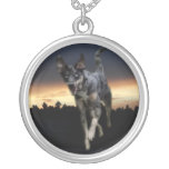 Catahoula Leopard Dog Running on Sunset Necklaces