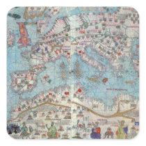Catalan Atlas: Detail of North Africa and Europe, Square Sticker