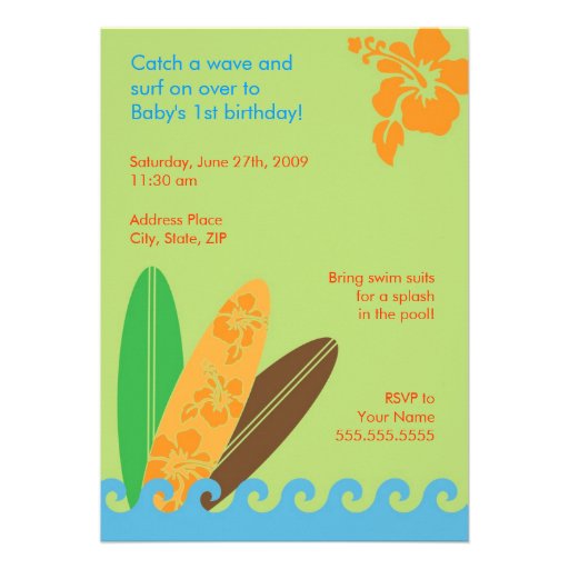 Catch a Wave Birthday or Baby Shower Invitation