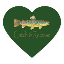 Catch and Release Fishing Heart Stickers
