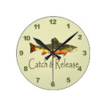 Catch & Release Trout Fishing Round Wall Clock