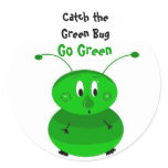 Catch the Green Bug Round Stickers