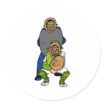 Catcher and Umpire Round Sticker