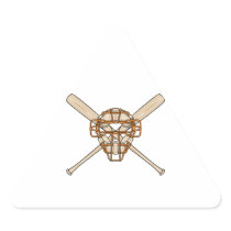 catchers mask and bats baseball icon triangle sticker