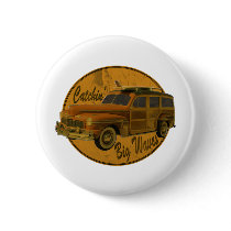 catchin' big waves in the woodie pinback buttons