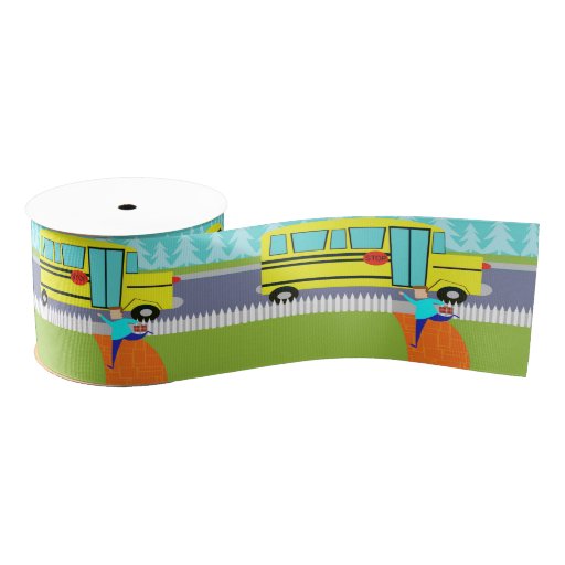 Catching the school bus ribbon blank ribbon  zazzle